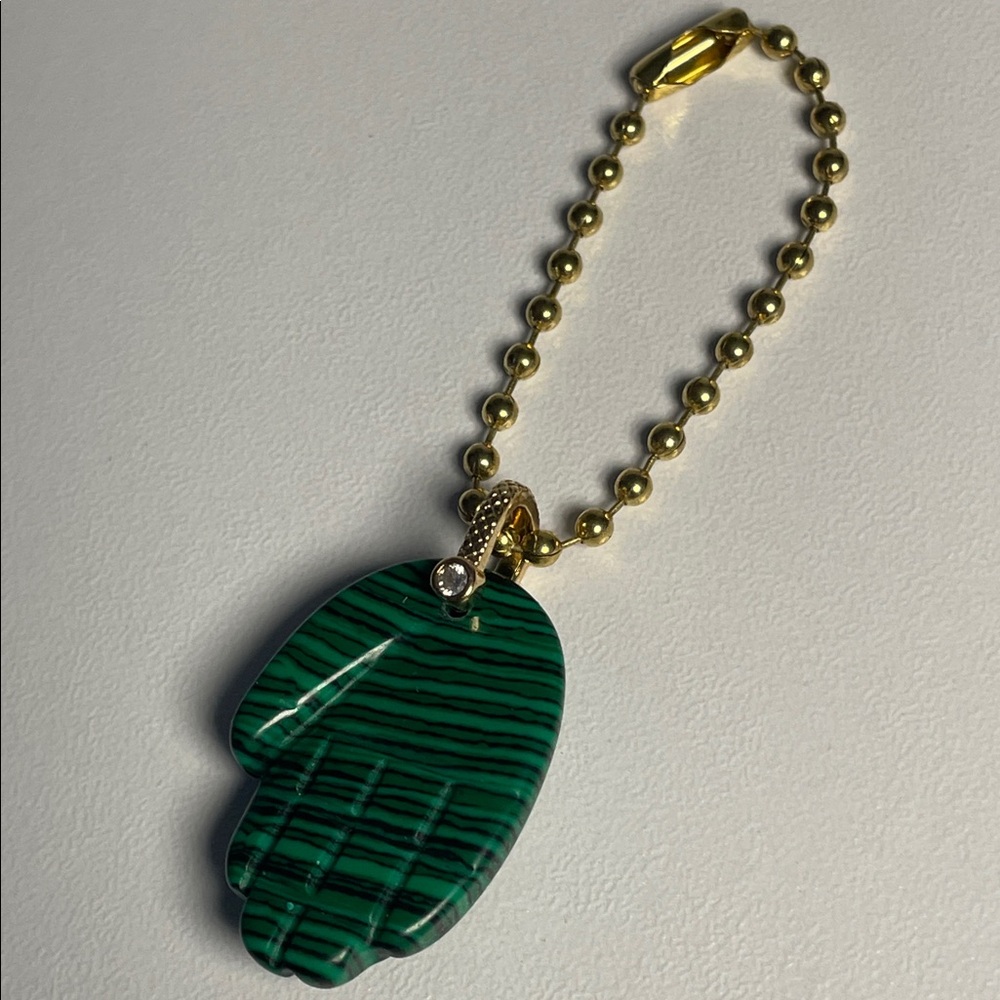 Malachite Hamsa Pendant Bag Charm